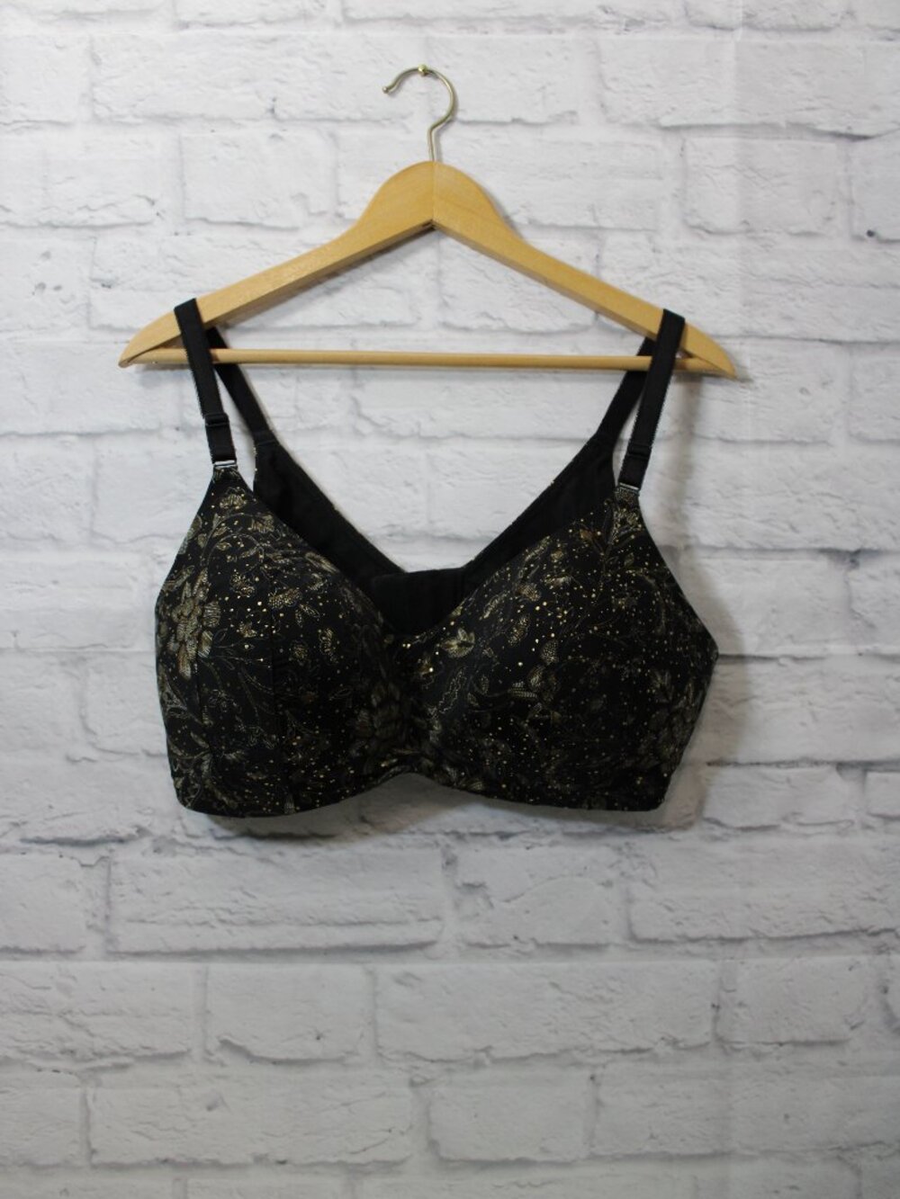 Torrid Dream Wire Free Lightly Lined 40DD Black Gold Shimmer Everyday Bra